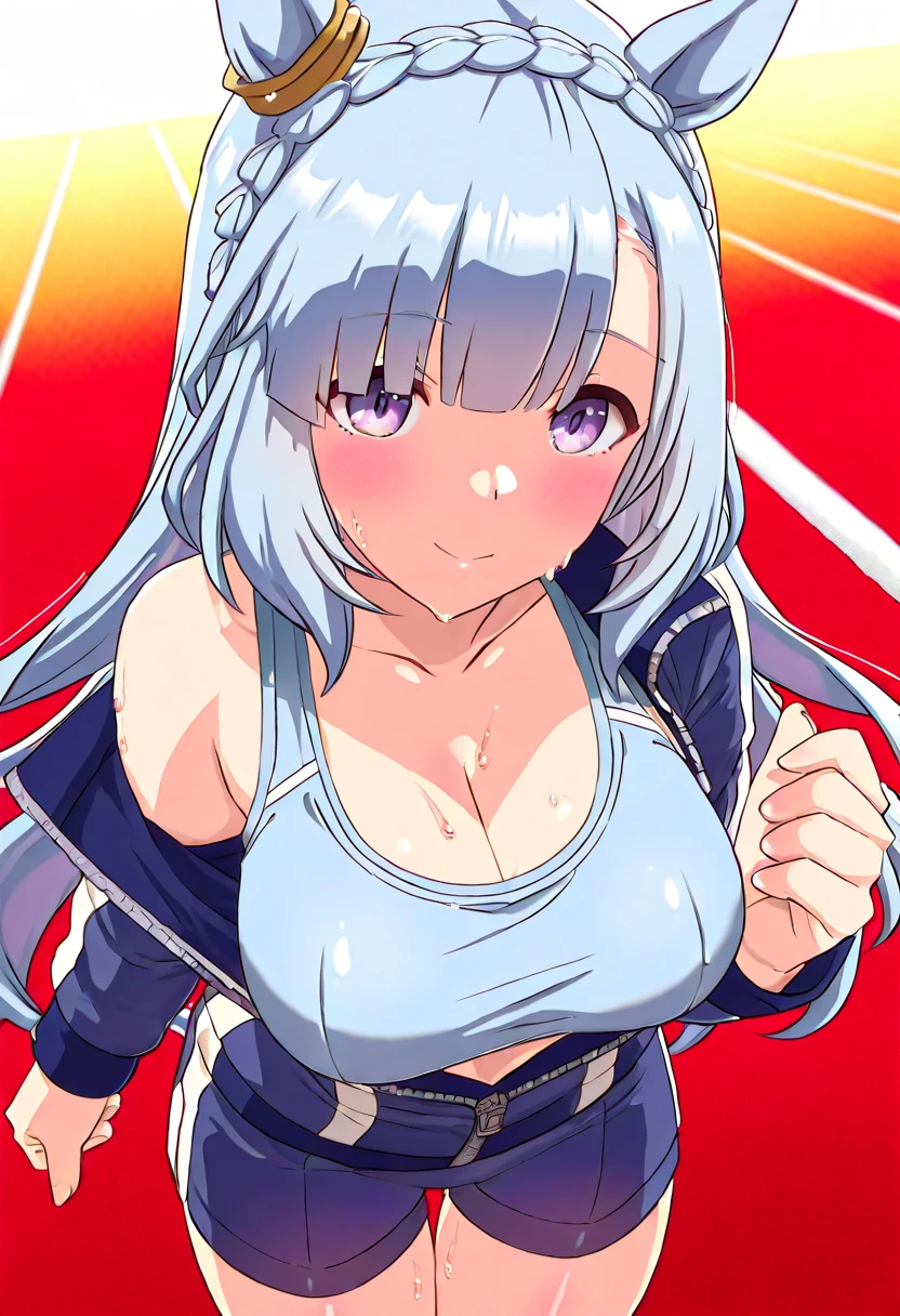 masterpiece, (Textured skin), Highest quality, Gorgeous beautiful girl,Light blue long hair、Twin tails、 Detailed clothing,Large Breasts,Tight waist,, (Beautiful Face), Cinema Lighting, (At the judo venue ),