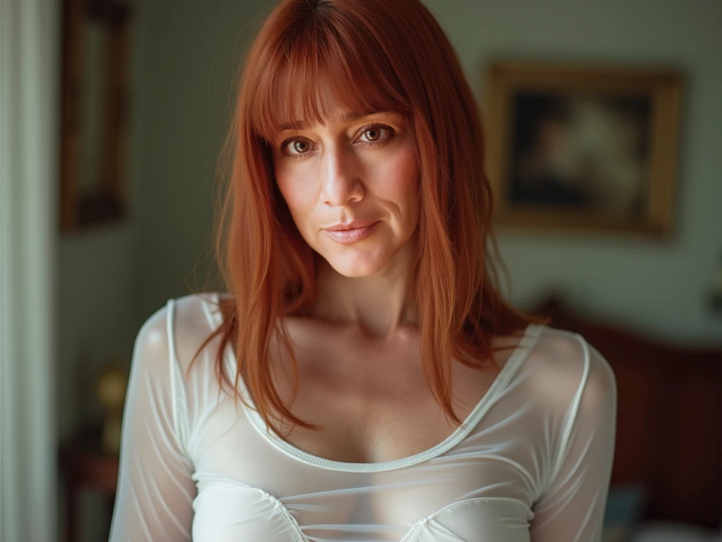 Woman on knee, (((from above))), crying, wedding dress, redhead, (((looking at viewer))), runied makeup, fit, atlethic body, Bryce Dallas Howard, expressive eyes,