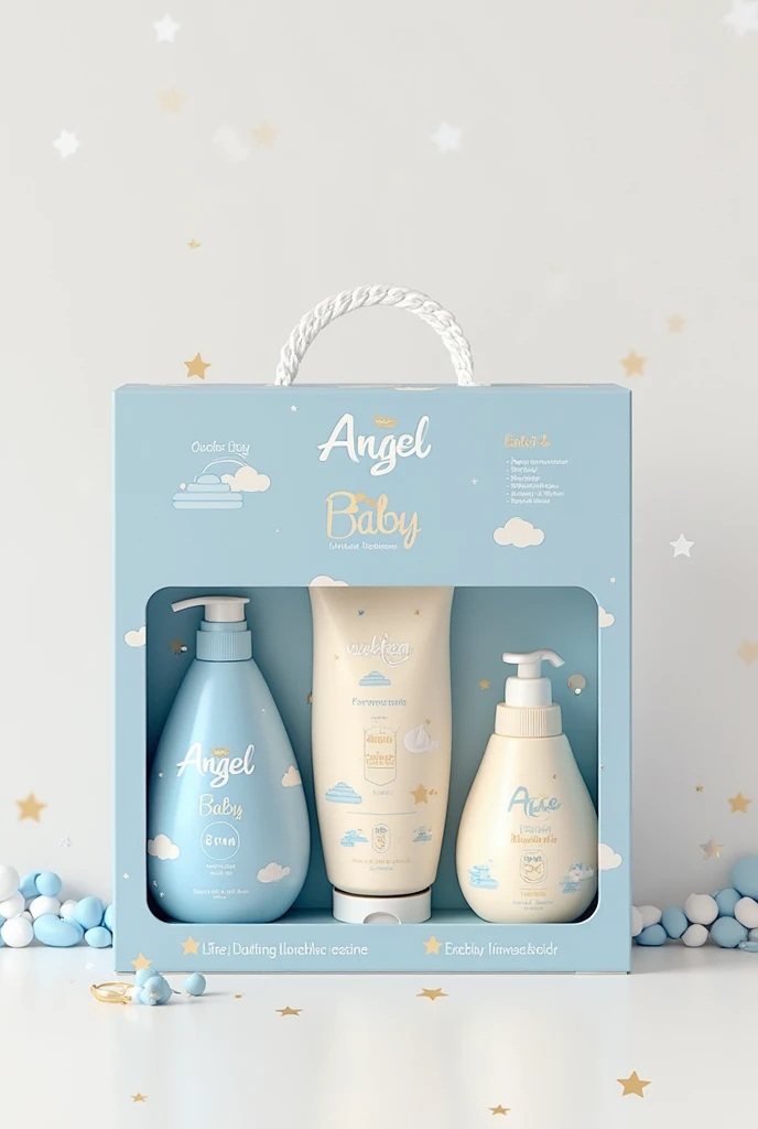 Create a diaper packaging with the name baby comfort with a baby on the cover