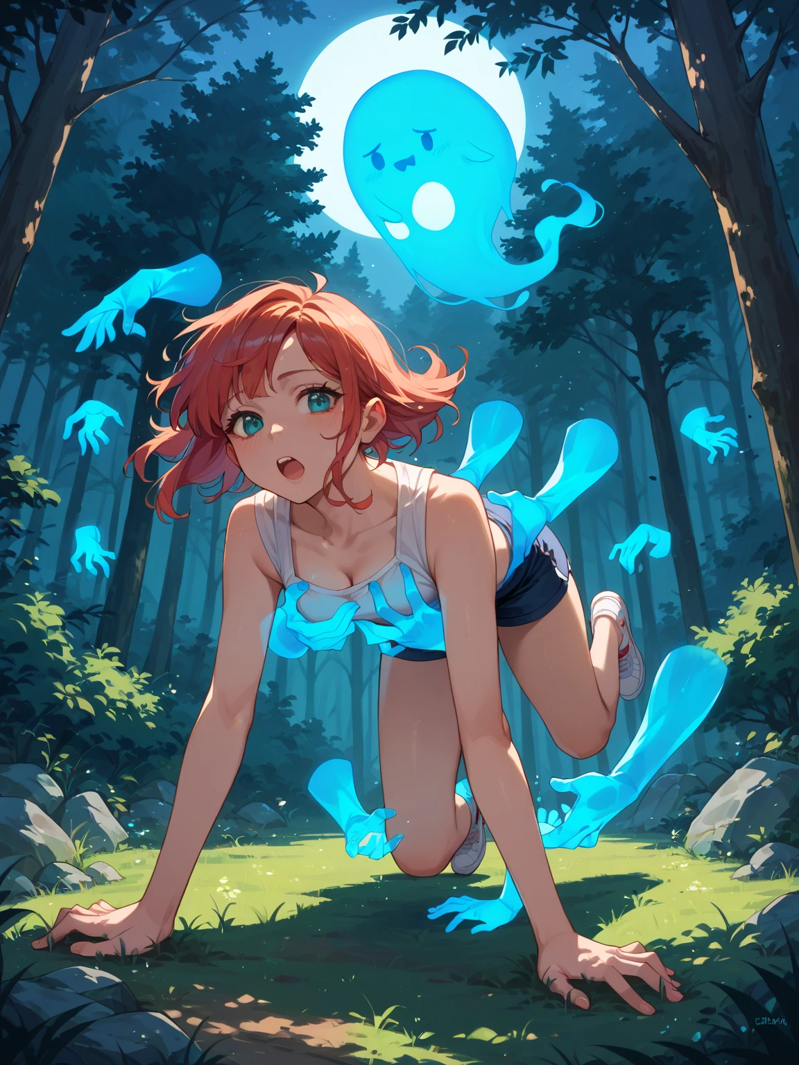 (Sumilux f1.4 24mm , low Latitude old color negative film , cross process , bokeh, flare, chromatic aberration , soft focus, (Shallow focus) , soft glow , Maximum aperture, High Key , Transparent depiction) , dynamic angle , fox girl , butter face, round eyes , rainy jungle