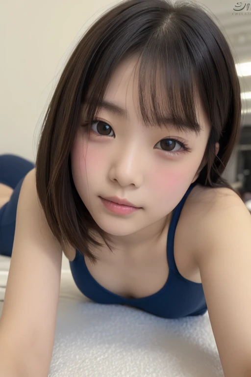 ulzzang -6500-v1.1,NSFW, (Raw photo:1.2), (Photorealsitic), a beautiful detailed girl, extremely detailed eye and face, beatiful detailed eyes, huge filesize, hight resolution, ighly detailed, top-quality, [​masterpiece:1.6], illustratio, ighly detailed, nffsw, finely detail, top-quality, 8k wallpaper, Cinematographic lighting, 1girl in, 17 age, perfect body type, Big breasts with tension、【Colossal tits、heavy breasts、J-Cup:1.9】、Cute drooping eyes、Beautiful big eyes、Sweaty and wet、【sexual excitement:1.8】、(the whole body is wet:1.2)、Light in the eyes、short-hair、hi-school girl、(Japan School Swimwear、Navy blue one-piece swimsuit、Student swimsuit in navy blue Japan:1.3)、swimming pools、dynamicposes