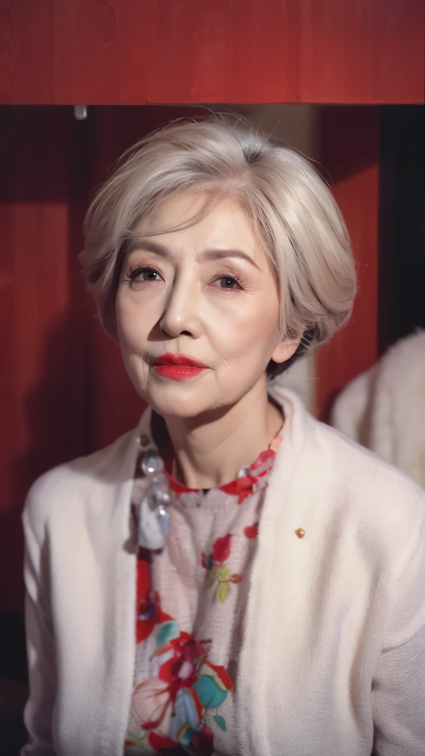 (((alone))), Older mature woman, Pure white background, gravure, Look forward, ((Center the screen)),