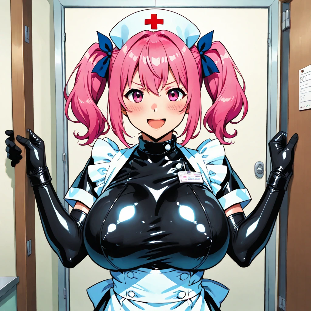 uniform,nurse uniform,hospital, latex nurse suit,nurses,busty,elbow gloves,labcoat,gingerhair woman,pink eyes , gigantic boobs ,medical instruments,asian nurse,two nurses,speculum,examination room,oversize boobs, ,big ass ,strap on, lay on table ,legs spreaded,giving birth,gyno chair , dentist,