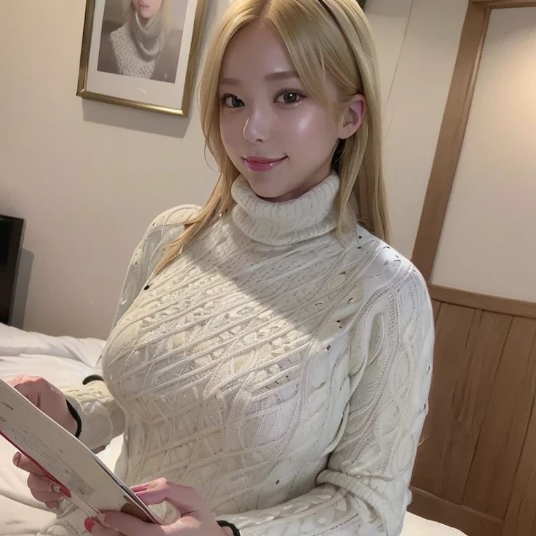 Browsing Caution、throw、Photorealistic perfect body、super high quality、Ultra HD、Japanese、15 years old、(lolita girl:1.5)、、(Short sweater dress:1.3)、、(Accentuate your thighs:1.5)、、(smile:1.2)、blonde、(Bumpy Hair/Bouffant/big Bouffant:1.2)、、(Gal-style dense shadow eyeliner:1.2)、(Long False Eyelashes:1.1)、Gal-style makeup、 、、、 Cowboy Shot、Looking at the camera、garden、、