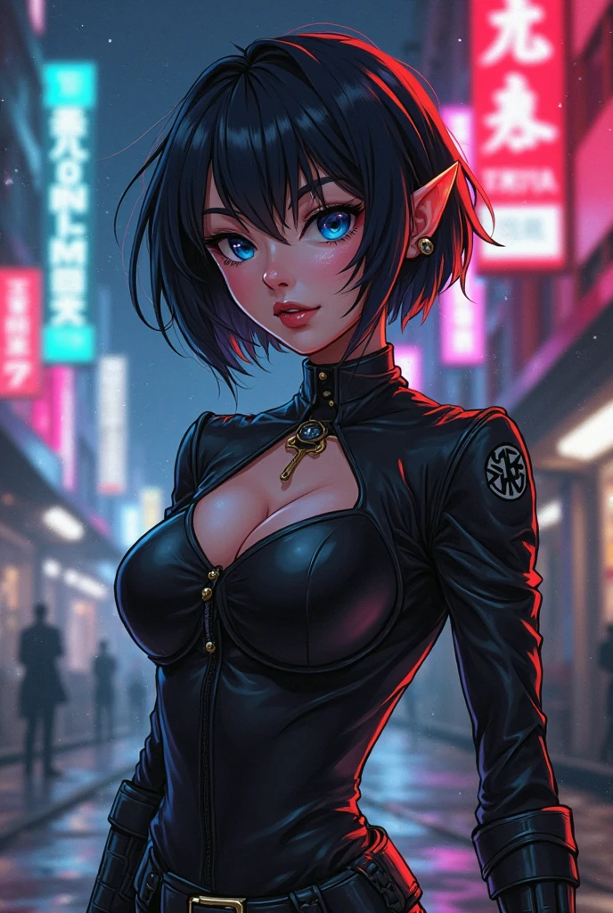 ((masterpiece, best quality)) Marnie, (pokemon), cutesexyrobutts, Big sleepy aqua eyes, open mouth, pink dress, black jacket, full body, realistic girl, only head and shoulders, russian woman, adult woman, hyperrealistic, style boobapad, cyberpunk city background, upper body, portrait, breast focus, 1girl, breasts, large breasts, asymmetrical bangs, asymmetrical hair , bangs, huge breasts.detailed face,detailed eyes, elf woman
INFO