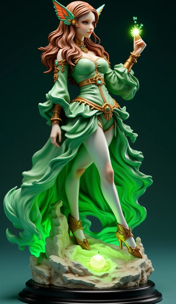 Lovecraftian goddess, black medium hair, emerald green eyes, mysterious smile, ancient deep green and black robe, arms wide open drawing ancient symbols, in the deep sea, front view, looking afar, average chest size, full body, deep dark background, (masterpiece, top quality, best quality, official art, beautiful and aesthetic:1.2),