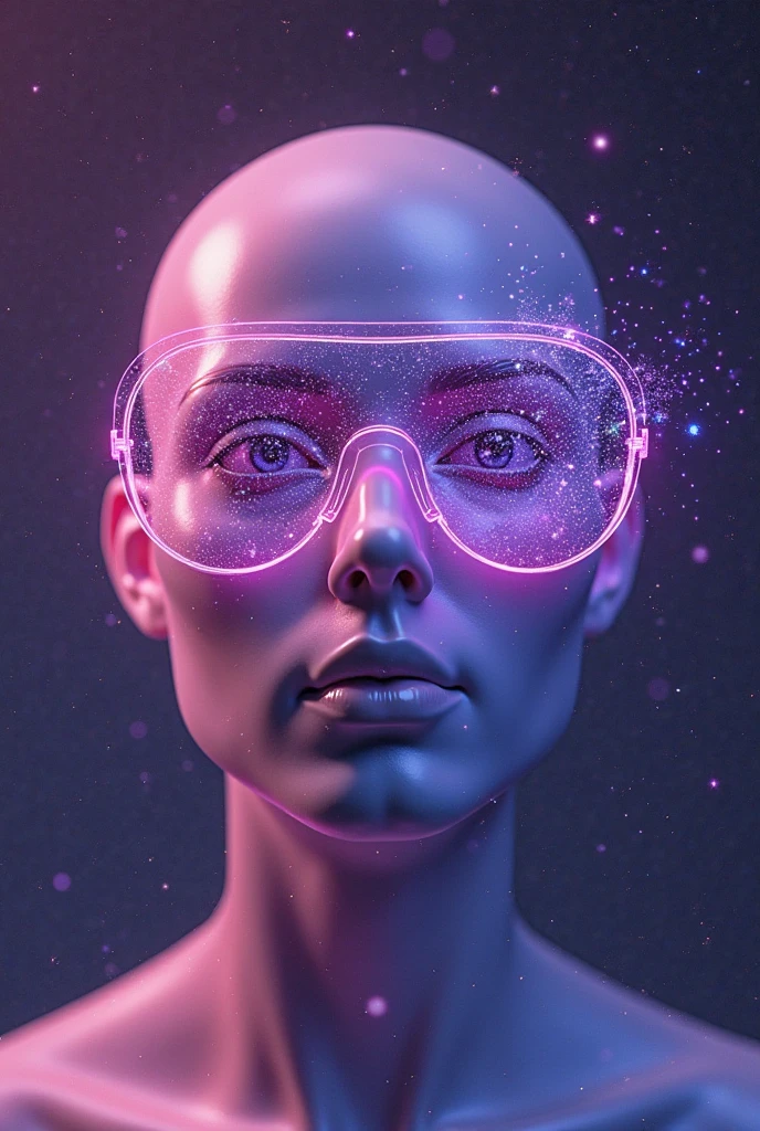 a woman with glasses and a curly hair , 3d render, c4d , transgressive art, pscychodelic, last exile, pushead art, simulacra ,