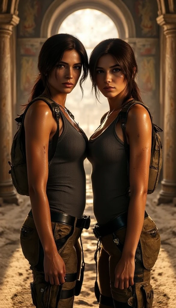 Lara Croft, asian woman, tez blanca, big tits, adventure, Angelina Jolie, tomb raider, fitted top, short short, sexy