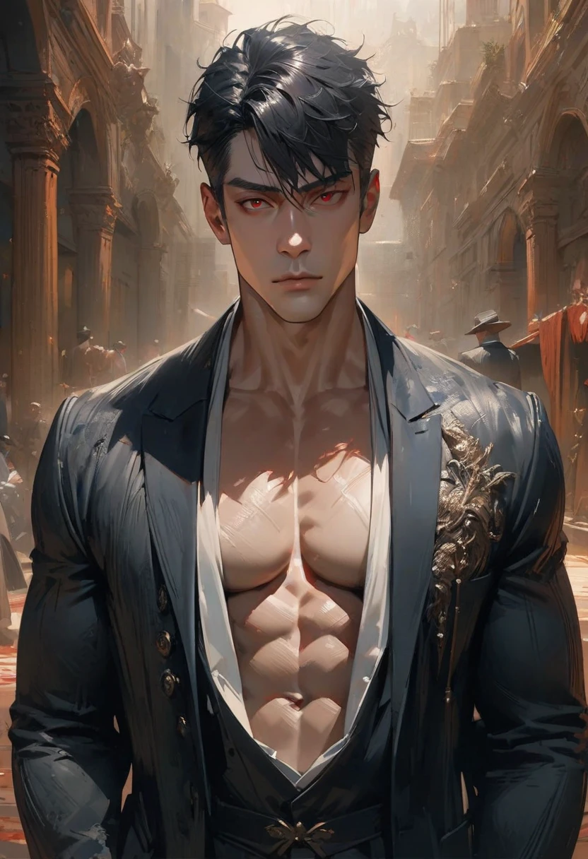 Young men,Height 185 cm,White skin,No top,Leaky muscles