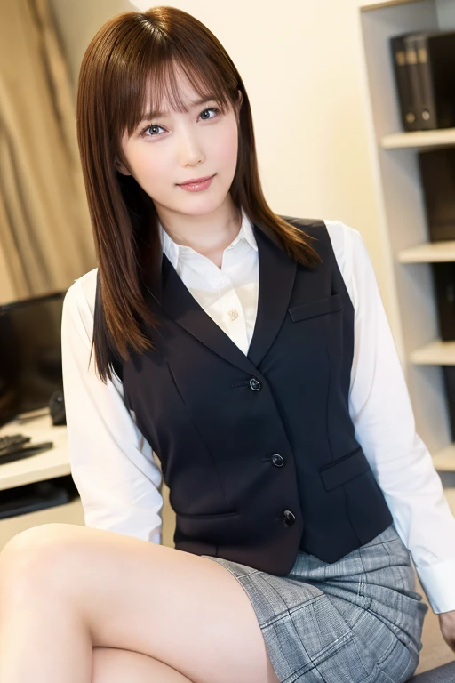 Pure young Japanese girl, wearing dark color classical suits and skirts, (panty), (pantyhose), vivid makeup, natural black hair styles, sitting in antique gothic style rooms, sweet smile, secret temptations, professional portrait photography, 