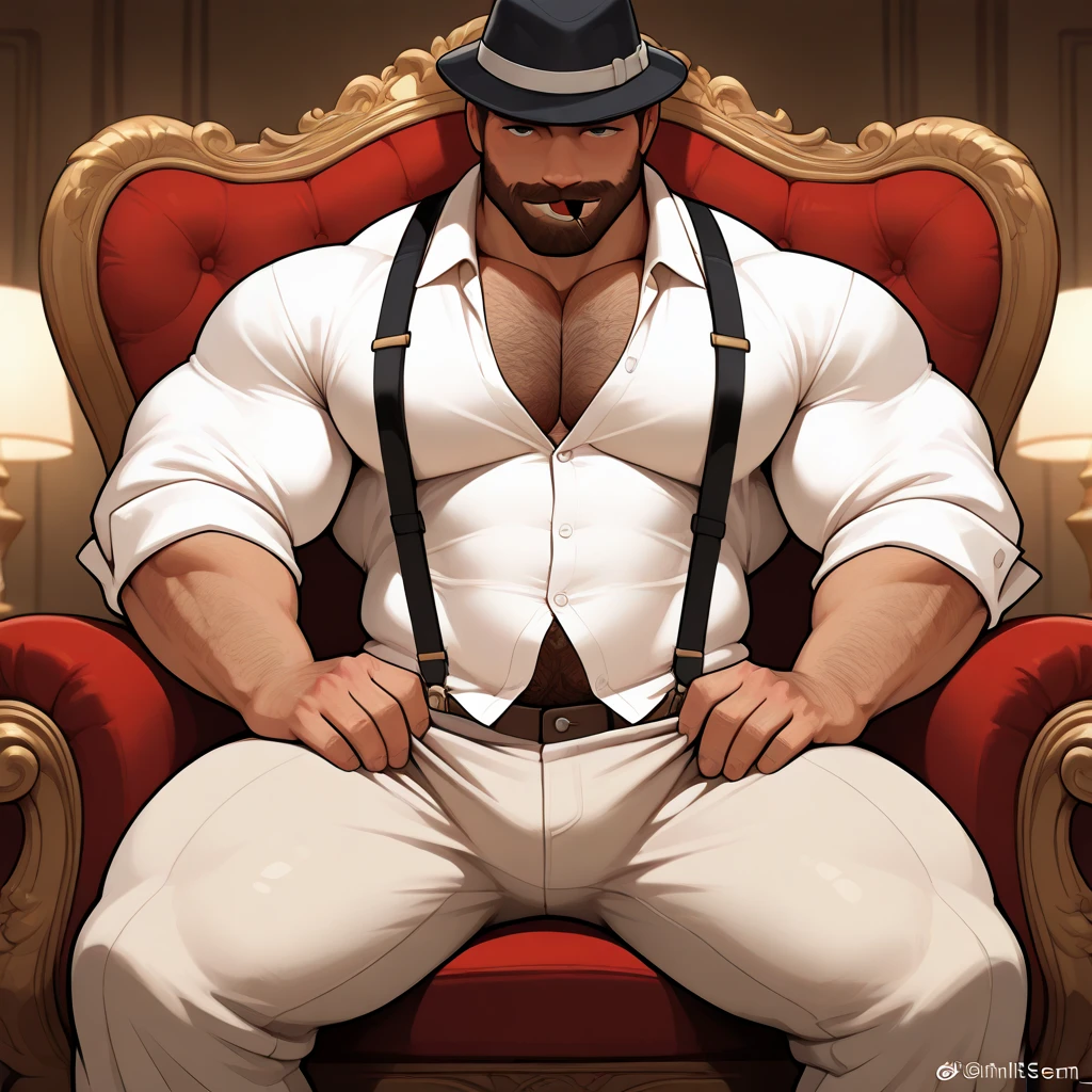 make a muscular character masturbate