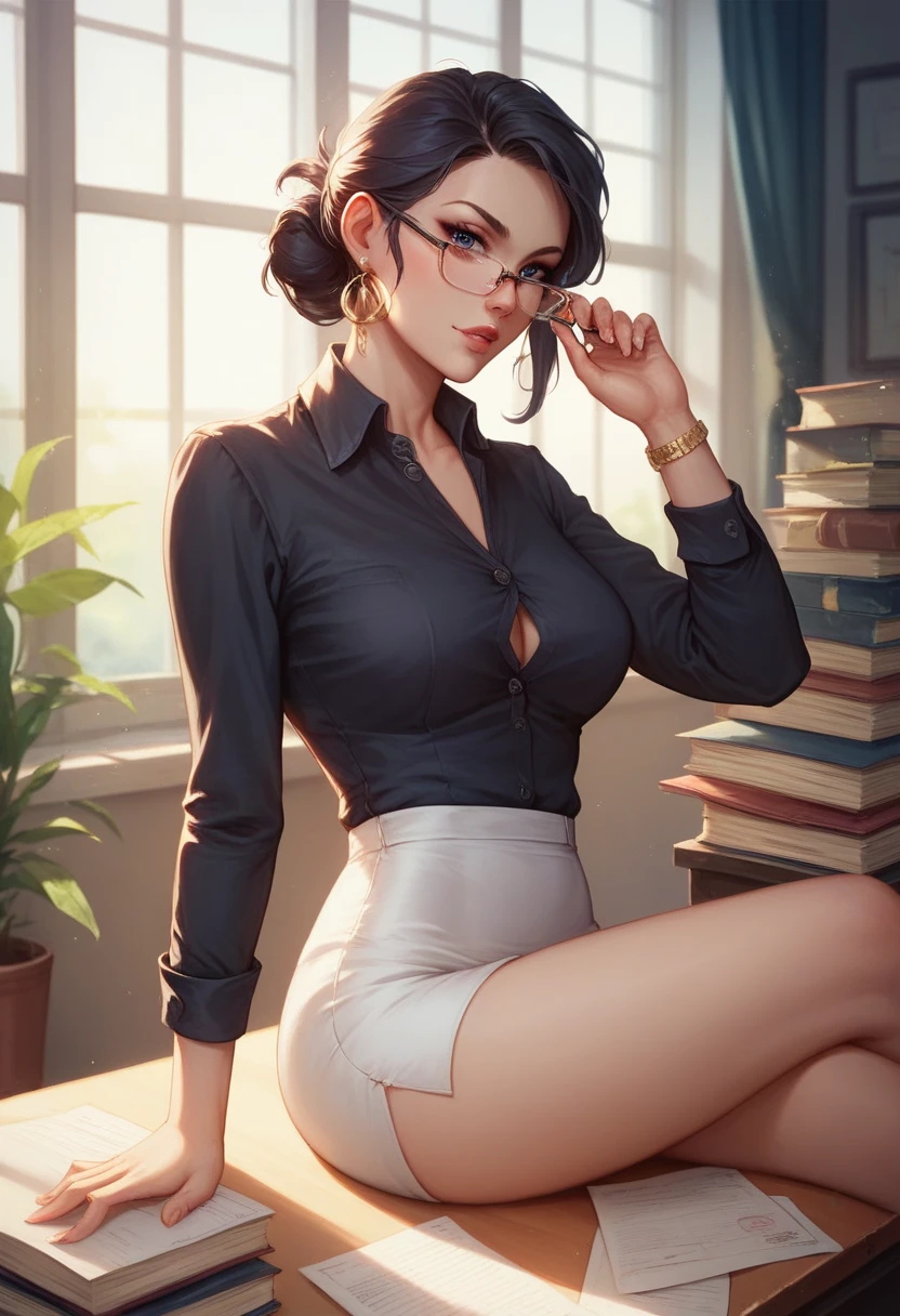 Bayonetta from the first game in an office
