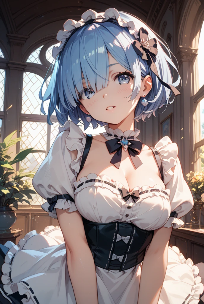 1girl,masterpiece, best quality, very aesthetic, absurdres,
Rem, Re:Zero - Starting Life in Another World - A demon maid with a deep loyalty and affection for the protagonist, Subaru, showcasing immense power and emotional depth.