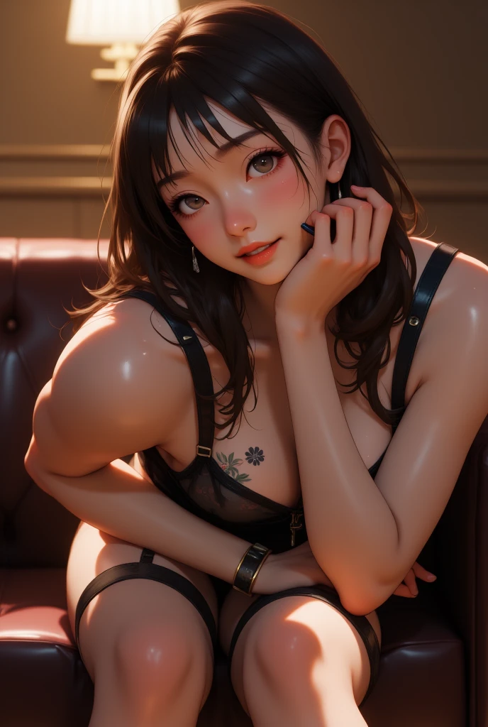 ((((Highest quality))))、(((Ultra-precision CG16K wallpaper)))、(((masterpiece)))、(((Very detailed)))、(((Attention to detail)))、((１29 year old mature woman:1.6))、((とてもbeautiful日本人の顔))、((Yua Mikami:1.5))、((Soft wavy ponytail hair、Blunt bangs:1.5))、(Shiny brown hair)、beautiful brown eyes、The pupil and white of the eye are clearly visible、eyeliner、eye shadow、High nose、Small nostrils、Small Mouth、Seductive lips、beautiful breasts、((C cup size breasts))、Cleavage、beautiful feet、eight-headed body、Perfect proportions、Perfect Anatomy、Perfect composition、beautiful detailed shading、beautiful, Natural light、beautiful detail glow、Written boundary depth、(((High chroma)))、(((Genuine:1.9)))、((Vivid:1.5))、((beautiful Skin))、((Skin Texture))、((Genuineな皮膚感))、(((Full Shot:1.6)))、(((Side view、Shoot from the side、Low angle from the side:1.6)))、(((smile:1.6)))、((Women are watching this、View your viewers:1.6))、Bright sunlight、Natural light、(((Room with bed、Foliage plant:1.4)))、(All fours pose:1.6)、(((Navy blue lace bikini lingerie:1.6)))、((Earrings、Wear a necklace:1.3))、(((The woman is on all fours on the bed:1.6)))、
