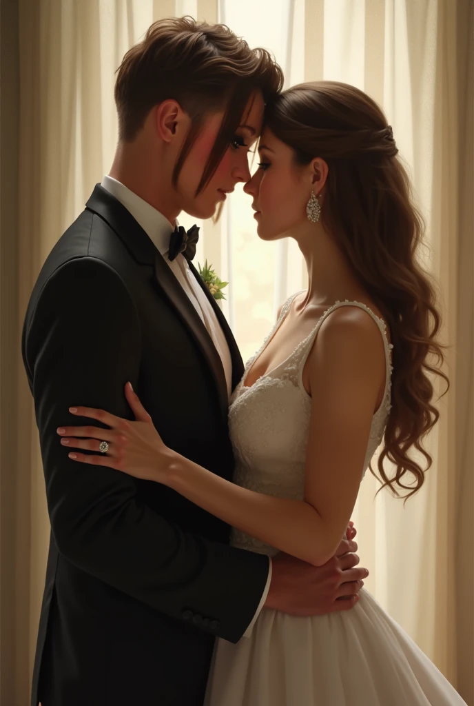 A man and a woman kissing or flirting, the female character should be a Turkish actor named Beren Saat, who plays the role of Bihter Ziyagil, and the male character should be William Levy.