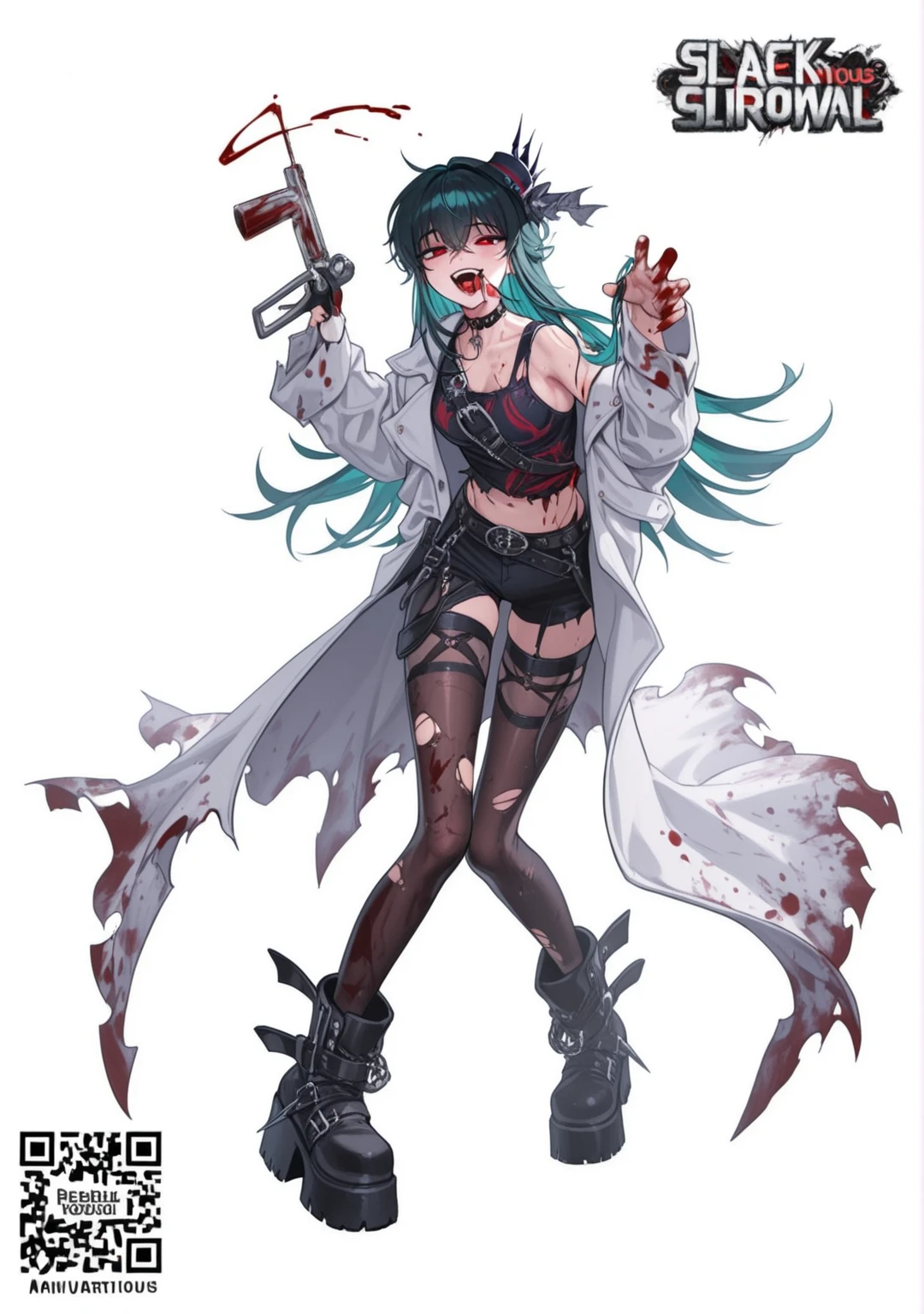1girl,multicolored hair, clown, crazy, tears of blood, dark circles under eyes, cursed,(covered with blood, chains), covered with scars, (high resolution, high detail, best quality), pain, scream