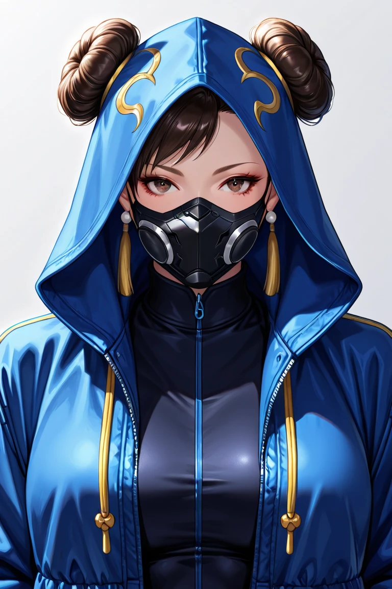 masterpiece, best quality, 1girl, kitana, mouth mask, black hair, hair bun, yellow eyes, dark skin, shoulder armor, closeup, sketch, solo, simple background <lora:KitanaMK11:1>
