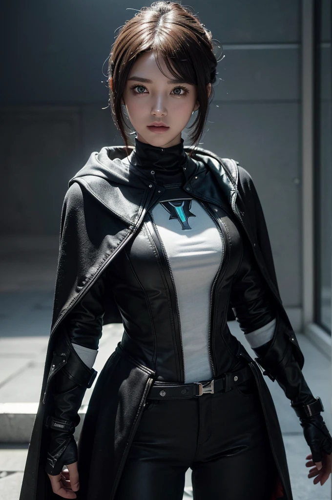 ((best quality)), ((masterpiece)), (detailed:1.4), 3D, Beautiful cyberpunk female character wearing a cloak, HDR (High Dynamic Range),Ray Tracing,NVIDIA RTX,Super Resolution,Unreal 5,Subsurface scattering,PBR Textures,Post-Processing,Anisotropic filtering,Depth of Field,Maximum clarity and clarity,Multi-layered textures,Albedo and specular reflectograms,Surface shading,Accurate simulation of the interaction between light and material,Red neon set, Perfect proportions,Octane Rendering,Two-color lighting,Large aperture,Low ISO,White Balance,Rule of Thirds,8K Native,