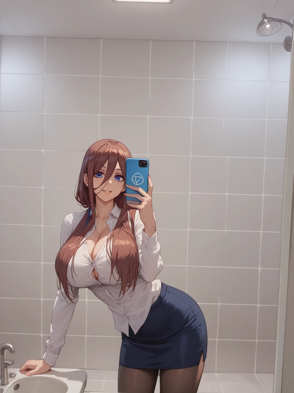 1girl,One_dedo_Selfie_desafio,Hand cover boob,Hand cover