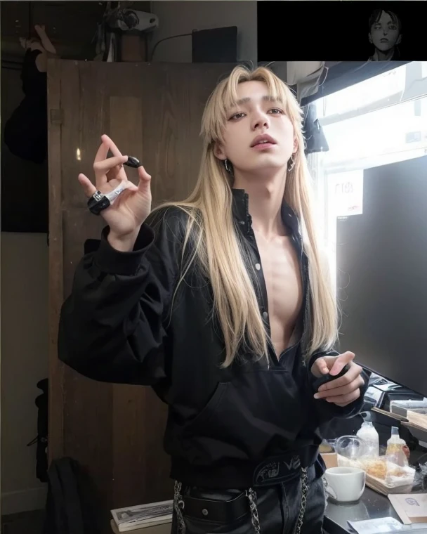 Hyunstayv2, frontal, sparkling, split lips, (blonde hair:1.2), (perfect abdomen:1.2), (ultra realistic:1.2), (bedroom background:1.2), (intricate:1.2), (looking at the viewer:1.2),