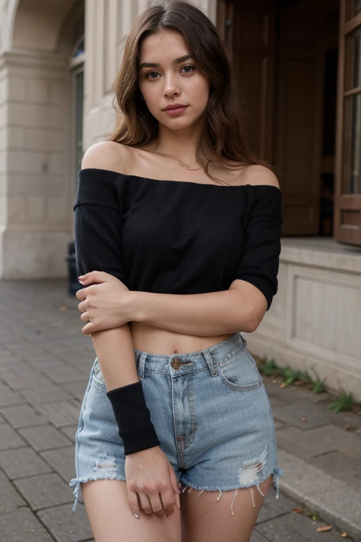 13 year old girl, Alone, Long gray hair, , view the viewer, Blonde hair, shoulder, Brown eyes, jewely, Full body lesbian, choker necklace, cropped shoulders, Sweaters, Open lips, actual, nase, flirting with the camera