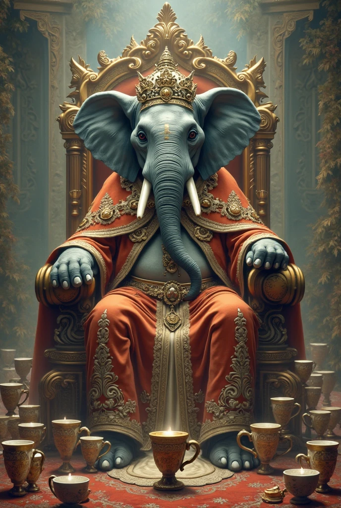 An elephant on a throne