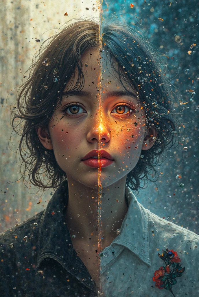 Absurd, high resolution, Ultra-detailed, (1 girl:1. 2), pointillism technique, Dashed shadow, Intricate details, tiny dots, Texture effects, Subtle gradients, Fascinating craftsmanship, Infrared photography, Otherworldly shades, surreal landscapes, Invisible light, ethereal glowing, Vivid colors, Phantom effect