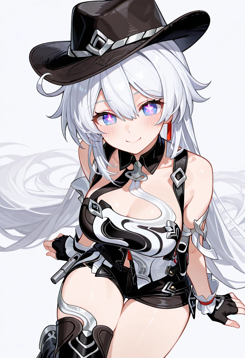 (((masterpiece))),(extremely detailed CG unity 8k wallpaper),best quality,Amazing,finely detail,solo,close-up,((floating hair)),beautiful detailed eyes,bright pupils, dynamic pose,looking at viewer,(flat color),(flat shading),(vector tracing),femininity, 1girl, Gray_Hair, (((((naked waist apron))))), (long_hair), hat, HXLS, sexy, ((Orange_Eyes)), charm, lady, young girl