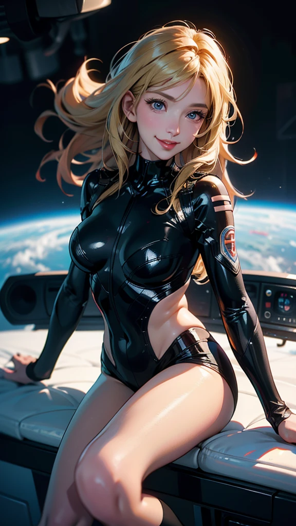 (highest quality、4k、8k、High resolution、masterpiece:1.2)、Super detailed、(Real、Photorealistic、Photorealistic:1.37)、SF、Portrait、treasure hunter、Ancient Ruins in Space、Beautiful Face、Ideal proportions、Big Breasts、(Holographic bodysuit、coat:1.4)、Beautiful long straight hair in a single braid、blonde、Dynamic pose、Dynamic angle、Bright colors、Studio Lighting、natural breasts、