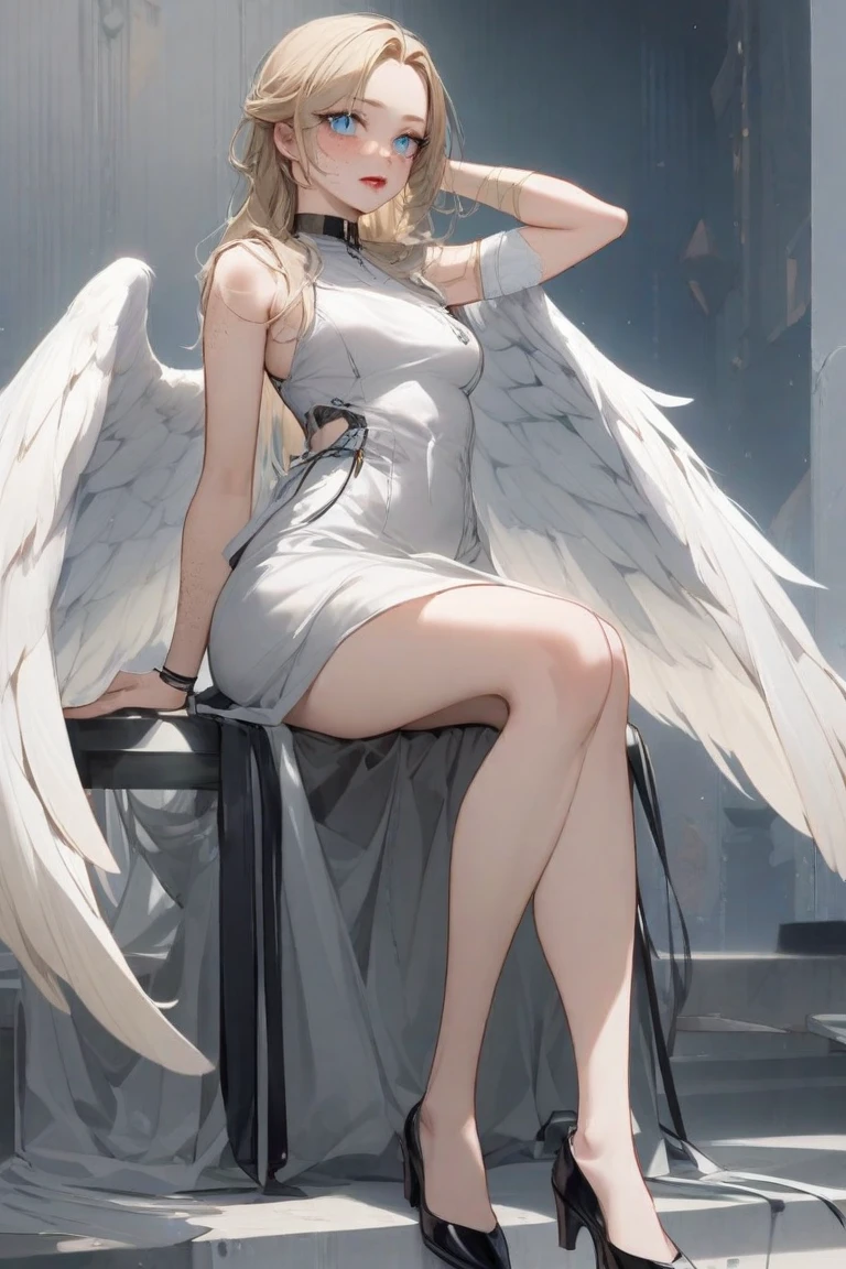 (masterpiece), (best quality), photorealistic, art, sharp focus on face, full body,
intricate eyes, perfect, beautiful, bare legs, soft clothes, fallen angel, crying, heartbreaking,
death, haze light, heavenly, cinematic, background with depth, art