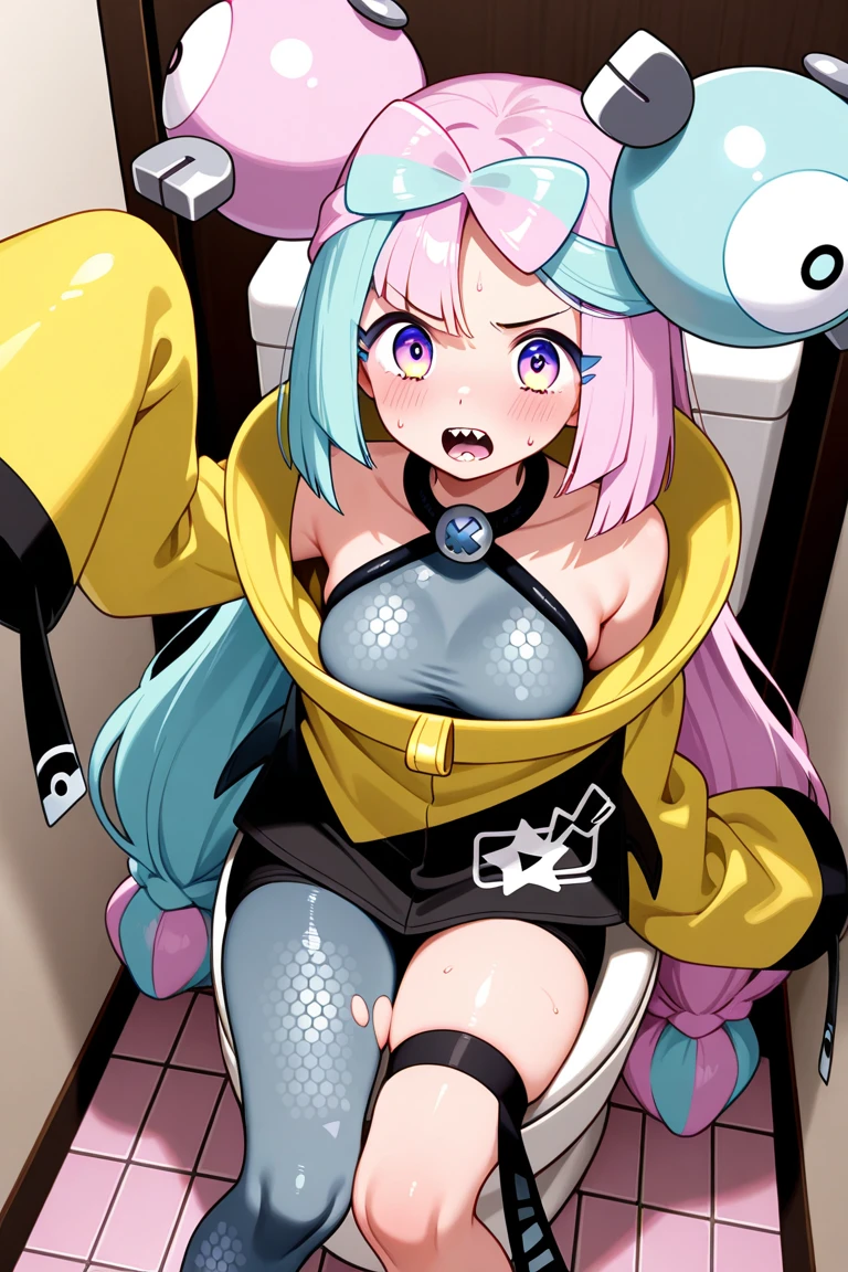 ((masterpiece, best quality)), high resolution,ultra detailed,8k,16k,detailed background, perfect lighting,detailed beautiful eyes,,1girl,nsfw,embarrassed,blush,look at viewer,steam,sweat,show off pussy,shf nipple,arouseva trail,(oral,screaming:1.2),ahegao,(squirting,evil smile,front view,from below:1.2),(pov:1.4),seductive eyes,spoken heart,in heat,fisheye lens,half closed eyes,stick tongue out,1boy,1penis,(vaginal,sex:1.4),giboy,hetepenis in squatting,
iono_outoversizeding, jacket, yellow jacket, wide sleeves, sleeves past wrists, black shorts, grey pantyhose, boots, single leg pantyhose, thigh ,yellow eyes,long hair,light hair,purple hair,short stature,pale skin,small breast,house,(flat anime style),nude