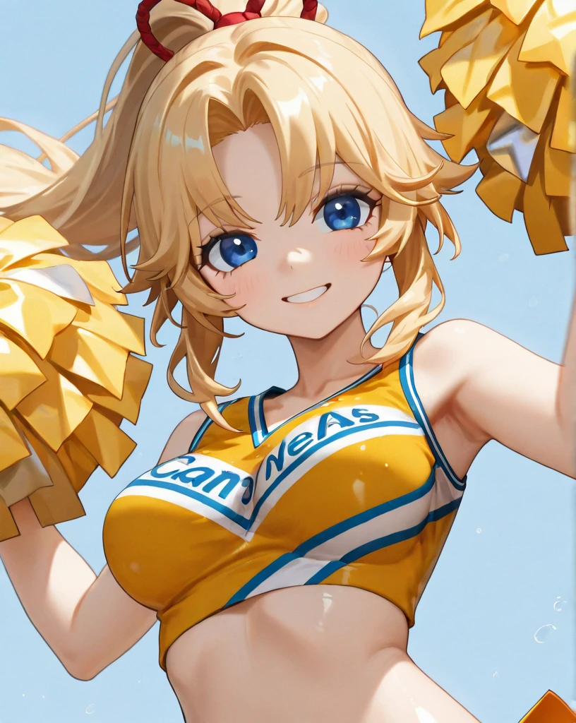 ((1 female)), erotic, desire, desire, charm, sexy, Mature Body, virile, Big Breasts, Small Ass, joy, Excited, Sweat, Cheerleader, Fine and beautiful eyes, Beautiful lip detail, Highly detailed eyes and face, Long eyelashes, Calm expression, Soft lighting, Open atmosphere, Stadium, Sweatを流して.