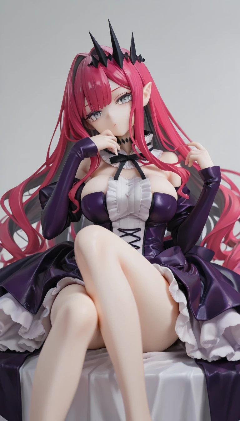 Masterpiece, animerealistic, Top quality, Ultra high definition, Maximum resolution, Very detailed, Professional lighting, Cowboy shot, Grab your own breasts, One girl, she’s a female oni, devilish girl, she has light red hair, Very cute, Sit on boy, Spread your legs, Raise your legs, , long hair, Hairpin, black and white outfit with skirt, gothic, wet clothes, Open shirt, sweat, yellow eyes, beautiful eyes, Blush,