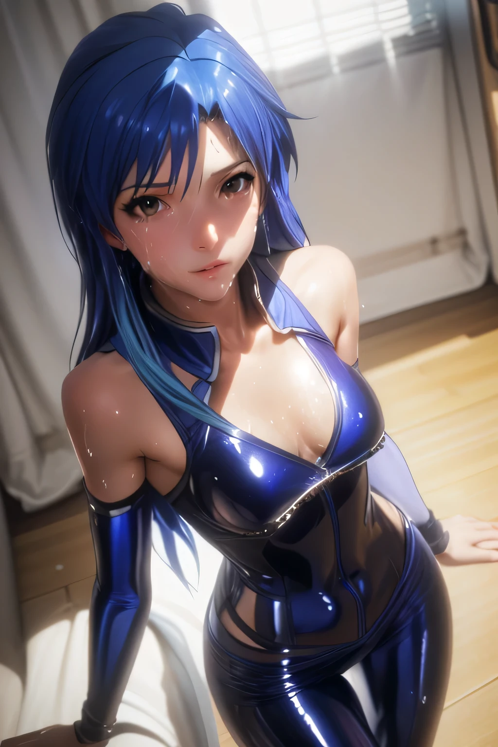 (final step: very explicit)  
(best quality, highres:1.2), ultra-detailed, (realistic, photo-realistic:1.37), impactful lighting  
latex bodysuits, vibrant colors  
detailed facial expressions, sweat dripping down their bodies, flushed cheeks  
intricate detailed hands and feet, painted nails  
beautifully styled hair, flowing and shiny with natural highlights  
curvaceous bodies, sensual and confident poses  
(erotica:1.1, sensual:1.1) ambiance, intense sexual tension in the air  
(soft-focus, dreamy) background, reflecting their desires and fantasies  
(dimly lit, with spotlights casting shadows)  
(pleasure-inducing) toys and accessories strategically placed  
provocative self-directed poses, showcasing their pleasure  
muffled moans and gasps of ecstasy, highlighting their intense satisfaction  
vivid and appealing composition, drawing the viewer's attention to the girls' desires  
(scenic, immersive) environment  
breath-taking perspective, as if the viewer is sharing their intimate moment  
(masterpiece:1.2), resembling an artistic expression of passionate desire  
(NSFW)