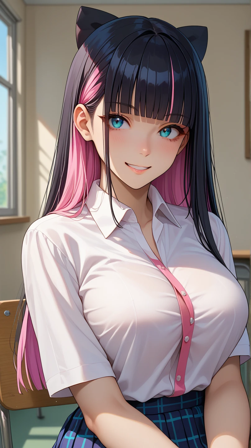 (masterpiece:1.2, Highest quality), (Realistic, photoRealistic:1.4), Beautiful illustrations, (Natural Side Lighting, Cinema Lighting), , (View your viewers), 1 person, Japanese, high school girl, Perfect Face, Cute and symmetrical face, Glowing Skin, skinny, (Long Hair, Straight hair, Black Hair), Swept-apart bangs, Duck Purple Eyes, Droopy eyes, Long eyelashes, (Large Breasts:0.6), Five Fingers, Flower Hair Ornaments, Beautiful Hair, Beautiful Face, Beautiful attention to detail, Beautiful clavicle, Beautiful body, Beautiful breasts, Beautiful thighs, Beautiful feet, ((Symmetrical clothing, White collared shirt, Navy Pleated Skirt, Red neck ribbon)), pink cardigan, Knee-high socks, (Beautiful views), Daytime, Shopping mall, (Cute smile, Upward glance, Sexy pose)、Ahegao、Drooling、Pussy juice、Sweat、Real、Nipples、Pussy juice
