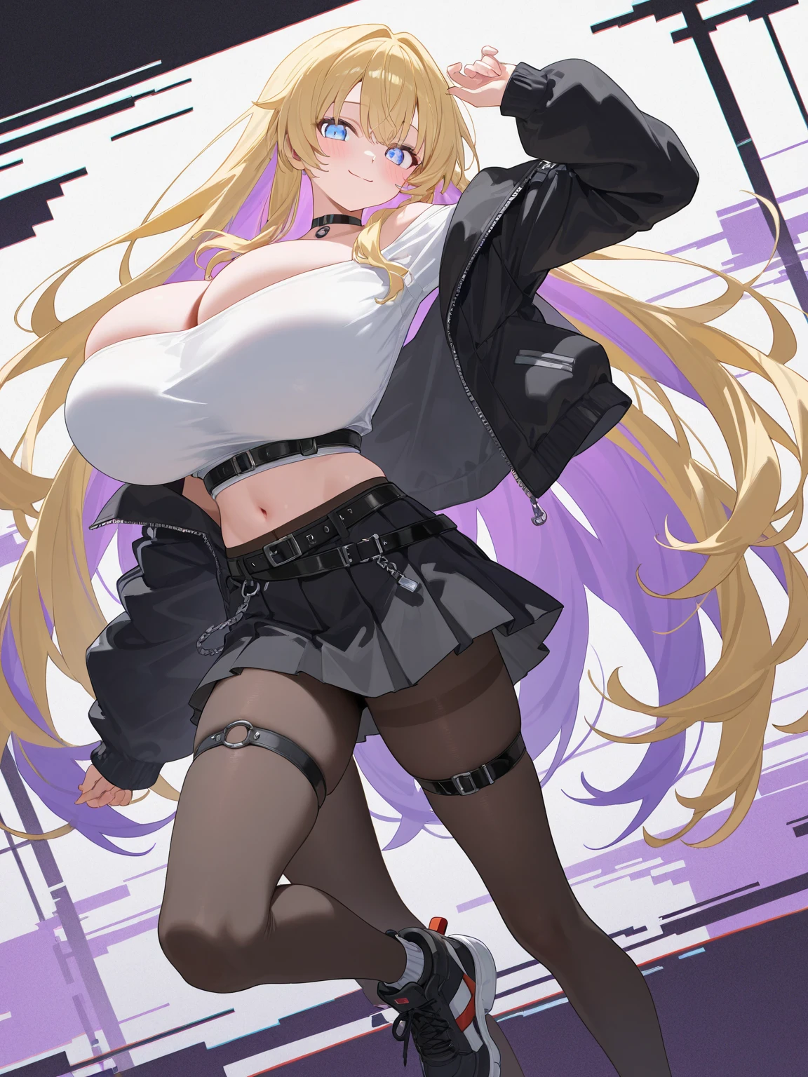 alone、Hair on one eye、Big Breasts,Cynthia,Blonde,No text,White background