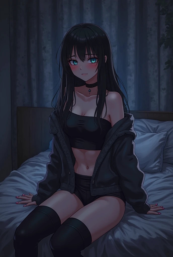 My clothes are in disarray、A girl with long black hair and a uniform showing her nipples. Show me more.