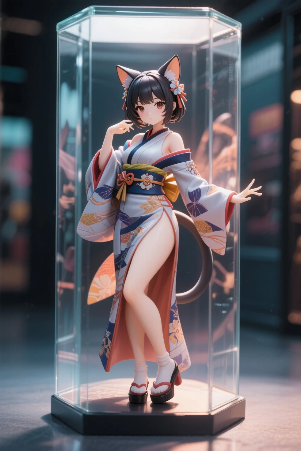 (Photorealsitic:1.4), (Top image quality:1.0), (超A high resolution:1.0), Raw photography, (masterpiece:0.2), The ultra-detailliert, Close Short, 20 years girl, Beautiful skin, More skin, see the beholder, full body Esbian, (short-hair:1), A smile, (Mouth closed:1)、Kimono、beautiful small tits