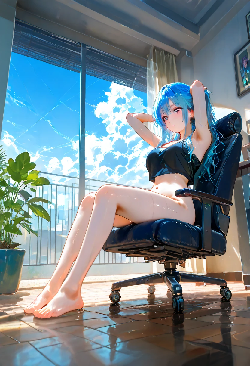 miku sitting on top of a big tv
