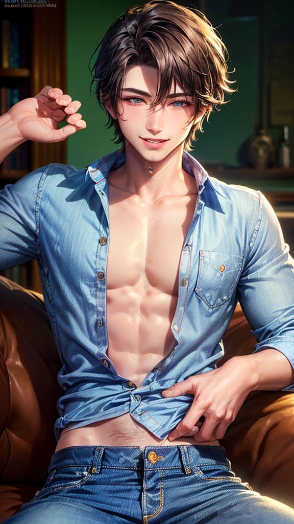 Best quality at best,Original,tmasterpiece,hansome boy like young Johnny Depp,Necklace ,camisole,medium boob,Cafe,healed. Nude.