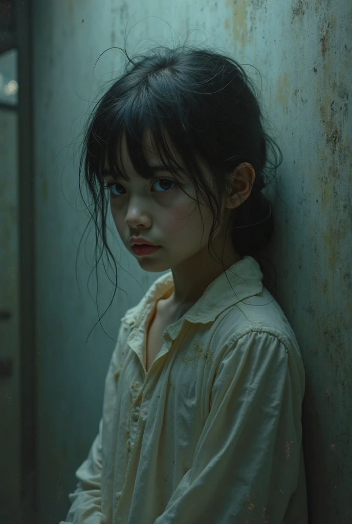 Best quality, ultra high result, (photorealistic:1.5), an indonesian girl, offshoulder, in the dark, in the rainy, deep shadow, low key, cold light, short hair