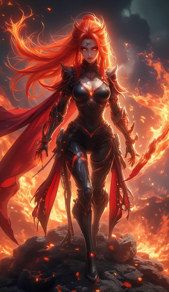 best quality,ultra-detailed,realistic,portrait:1.2,professional,colorful,soft lighting,full body,a beautiful cutest woman,tall and slender,mysterious,dynamic action,a raging fire,expression of pure malice,red moon,best quality,ultra-detailed,realistic,portrait:1.2,professional,colorful,soft lighting,full body,a beautiful cutest woman,tall and slender,mysterious,dynamic action,a raging fire,expression of pure malice,red moon