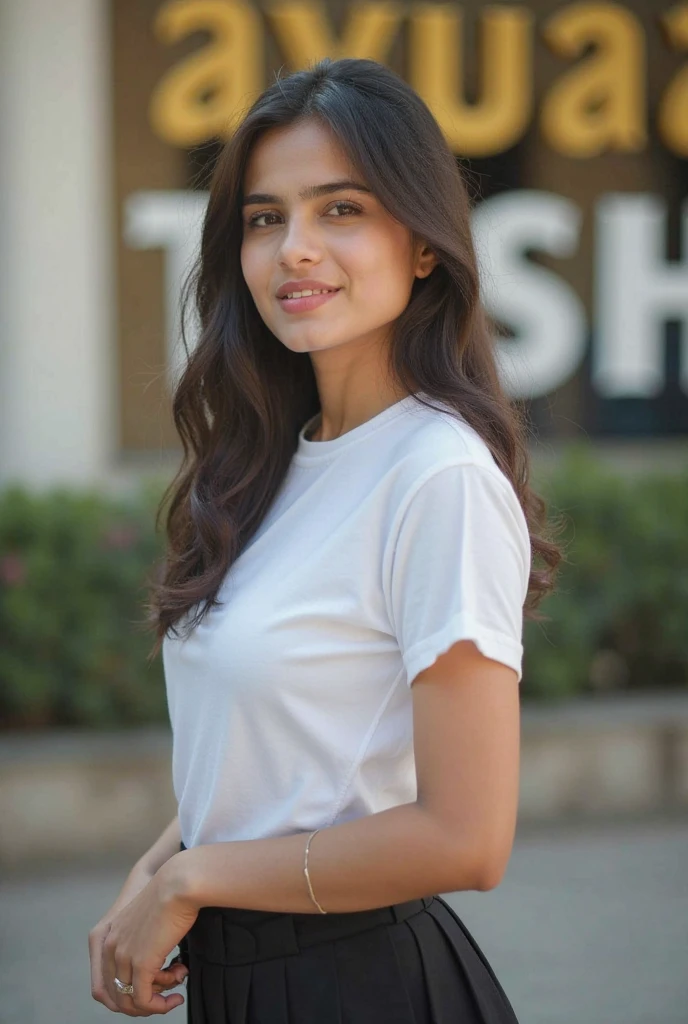 <lora:kiara-01:1.2> k14r4, white t shirt,