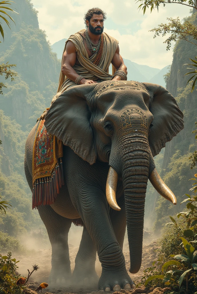 Man on elephant and elephant driving cycle