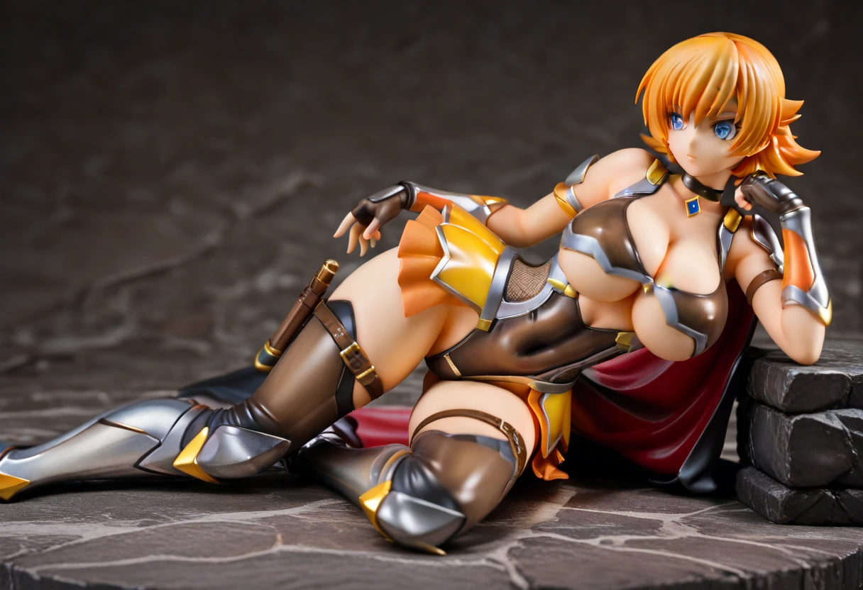 1girl、(15 year old female knight giving a footjob to a penis)、Expressionless、Long blonde hair、(Medieval Armor)、Cleavage、belly button、Thighs、Holding a sword in one hand、(foot on penis)、((sexy Knight))、1boy、(penis)、(amazon position)、The man is also wearing armor.、The man is lying on the ground、((eject cum))、(Training in the arena)、((Angle from below))、Stepping on the penis、