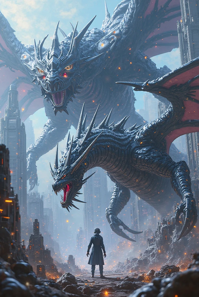 city skyline in mordor attacked by dragons --auto --s2