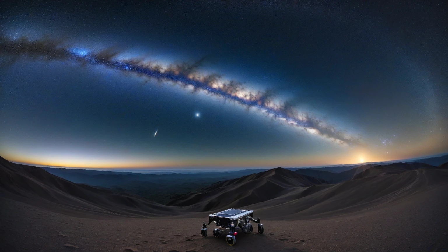 freight train, crater, Mars, horizon,