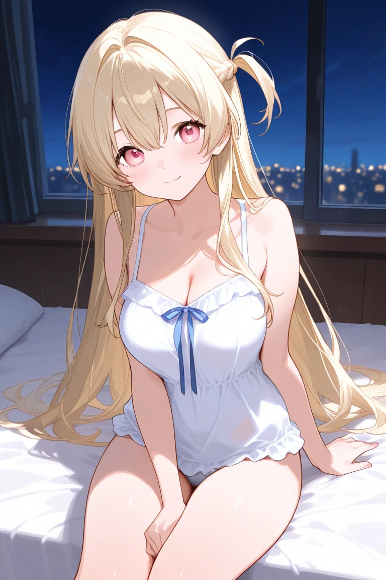 A girl,blond hair, Long hair, Eye:1.5), (Large Breasts:1.2),
Rest special short skirt, skirt, White shirt, Seto Fuku,Low-cut,Open shirt,Close your eyes,boots,Cleavage rests while looking at the audience,Lying down,
Rest in the bedroom, Bed rest (masterpiece:1.2), best quality, high resolution, Unity 8k Wallpaper, (illustration:0.8), (Beautiful and delicate Eye:1.6), Extremely detailed face, Perfect lighting, Extremely detailed CG, (Perfect hands, Perfect anatomical structure),