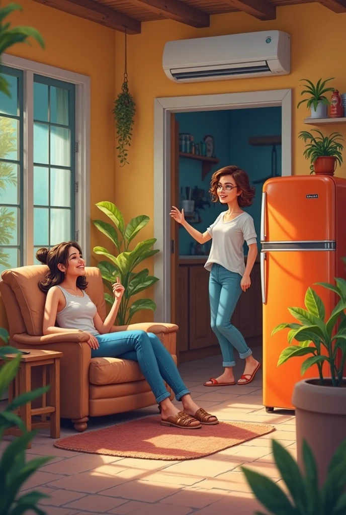 ((front,)) (((Woman facing the camera)), young beautiful woman sitting on mat practicing yoga, woman facing the camera, looking at the camera, smiling, delicate face, yoga pose, sitting posture, yoga meditation pose, sitting cross-legged pose, perfect dynamic pose, cat on sofa, in the room, refrigerator, hood, sweeping robot, potted plants, plants, table, microwave donkey, high detail, super detail, super high resolution, award-winning work, masterpiece,, lo-fi illustration style, flat illustration, cute illustration, daily life, digital illustration style, fantastic, beautiful artwork illustration, high quality detail art, beautiful scenes,,beautiful artwork illustration, hand drawn cartoon art style, painting illustration, simple and clean illustration,