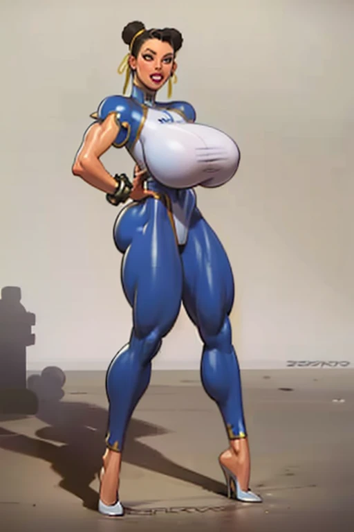 unparalleled masterpiece, ultra realistic 8k CG, perfect artwork, (1girl:1.1) , solo, ((perfect female figure)), ((((massive female bodybuilder:1.5)))), ((nsfw:1.5)), looking at viewer, mature female, bimbo (android 18) standing, (teasing), best quality:1.1 , seductive posture, sexy pose, alluring, (beautiful), (curvy), (thick), blonde hair, (blue eyes:1.2), short hair, earrings, jewelry, denim vest, open vest, black pantyhose, black shirt, denim skirt, striped long sleeves, blue skirt, toned legs, fit, (abs:1.1), (((massive muscular butt:1.5))), peach ass, (((Huge breasts:1.5))), (wide_hips:1.5), (narrow waist), slender body:1.2, (thick thighs:1.3), (shiny skin:1.2), (hdr), (street:1.2), Nikon D850 film stock photograph Kodak Portra 400 camera f1.6 lens, rich colors, lifelike texture, dramatic lighting, unreal engine, trending on ArtStation, by Gerald Brom, by Frank Frazetta, by Luis Royo, by Julie Bell, by Boris Vallejo